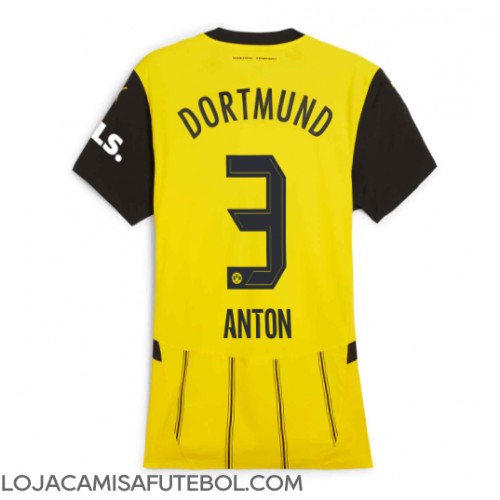 Camisa de Futebol Borussia Dortmund Waldemar Anton #3 Equipamento Principal Mulheres 2024-25 Manga Curta